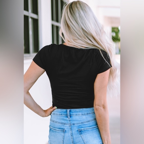 Solar Eclipse Short Sleeve Black Bodysuit - Picture 2 of 3